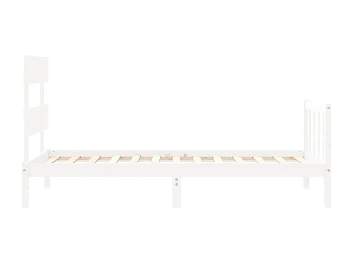 Lit simple | Lit adulte, enfant | Cadre de lit blanc bois de pin massif 90x190 cm