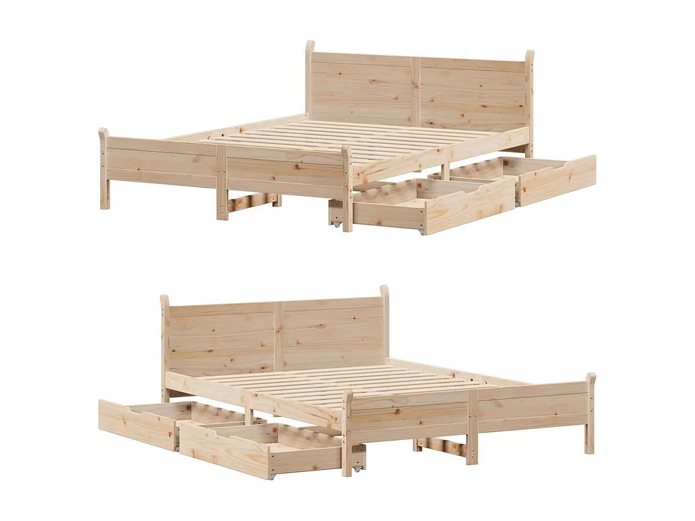 Letto matrimoniale | Giroletto | Struttura del letto senza Materasso 135x190 cm in Legno Massello di Pino
