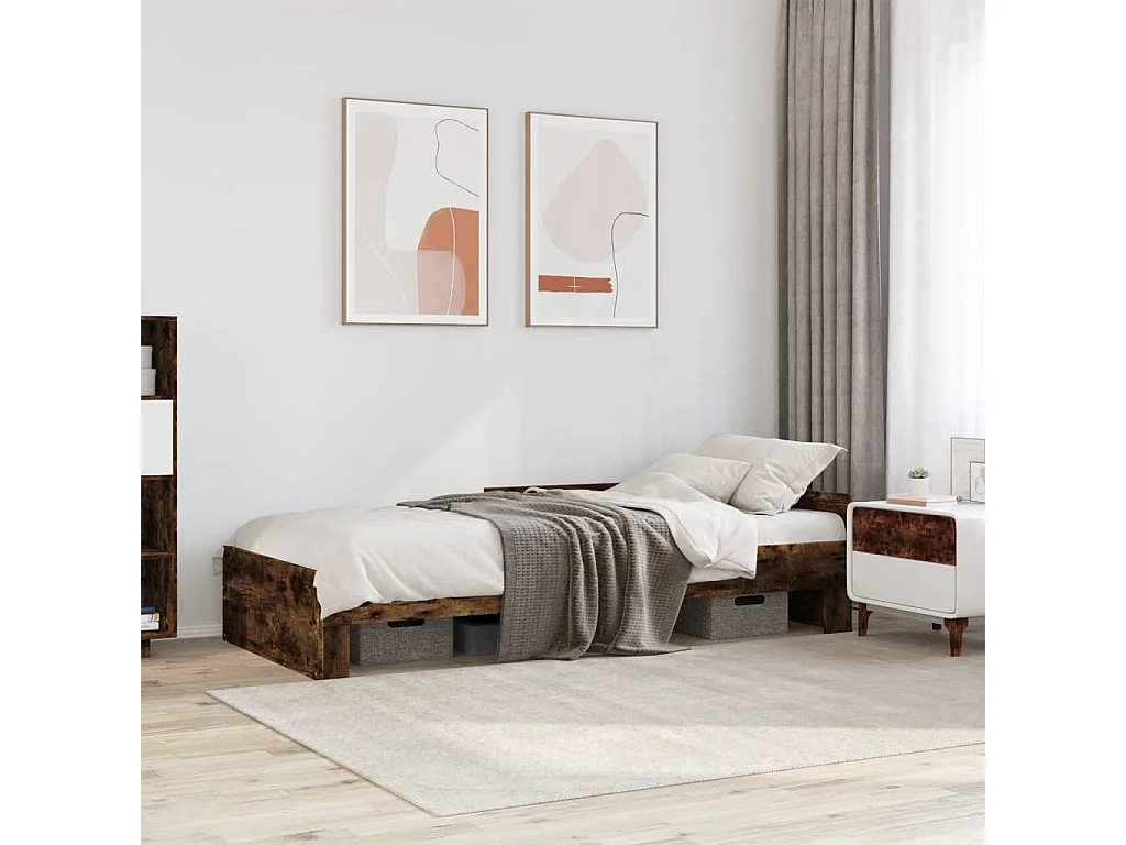 Lit simple | Lit adulte, enfant | Cadre de lit chêne fumé 90x190cm bois d'ingénierie