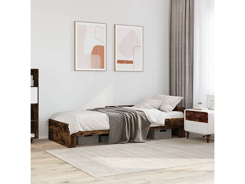 Lit simple | Lit adulte, enfant | Cadre de lit chêne fumé 90x190cm bois d'ingénierie