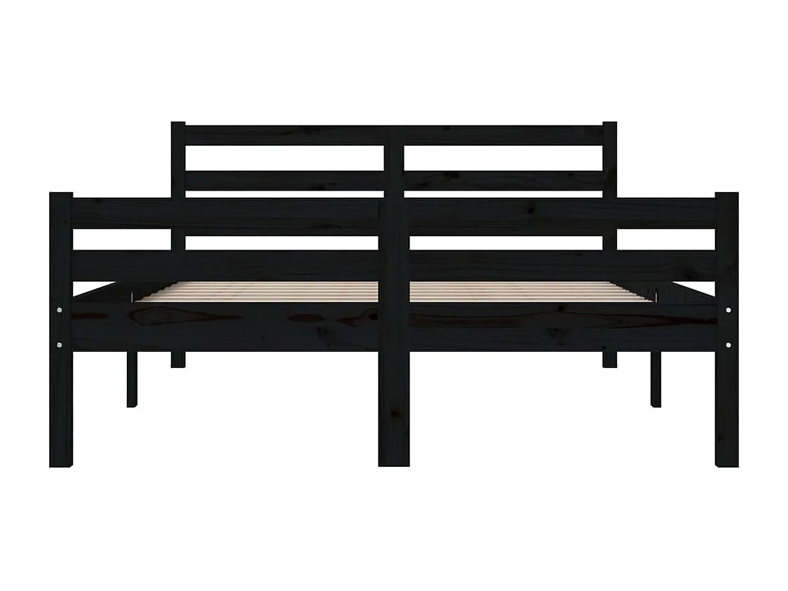 Lit double | Lit adulte | Cadre de lit noir bois massif 140x190 cm