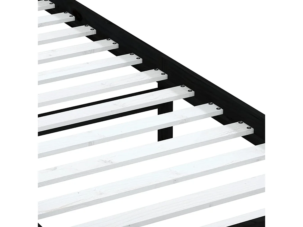 Lit simple | Lit adulte, enfant | Cadre de lit noir bois massif 75x190 cm