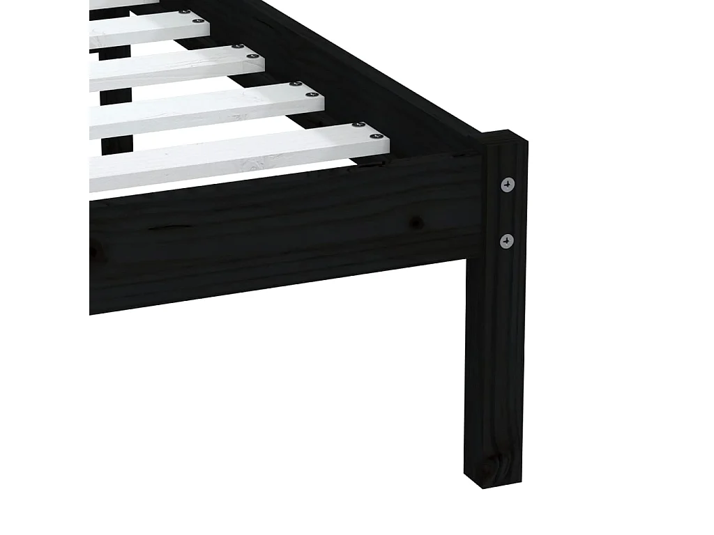 Lit simple | Lit adulte, enfant | Cadre de lit noir bois massif 75x190 cm