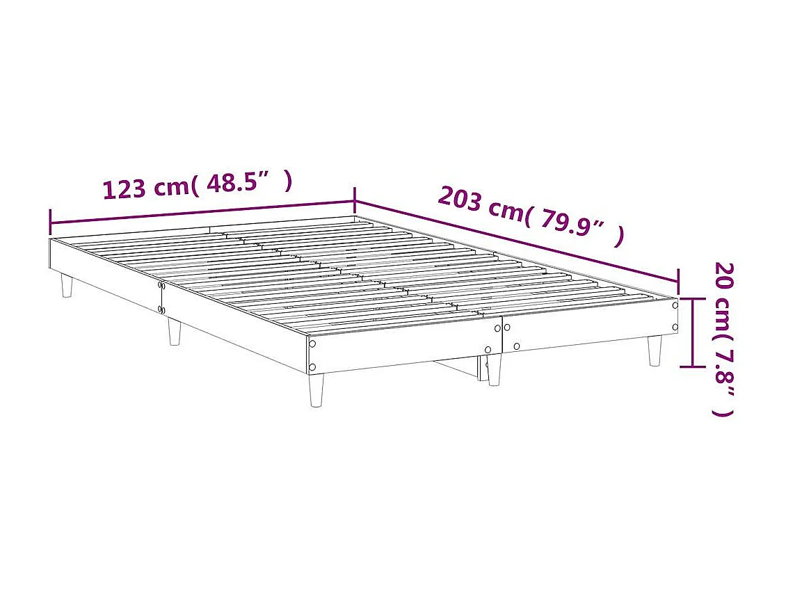 Lit simple | Lit adulte, enfant | Cadre de lit chêne fumé 120x200 cm bois ingénierie