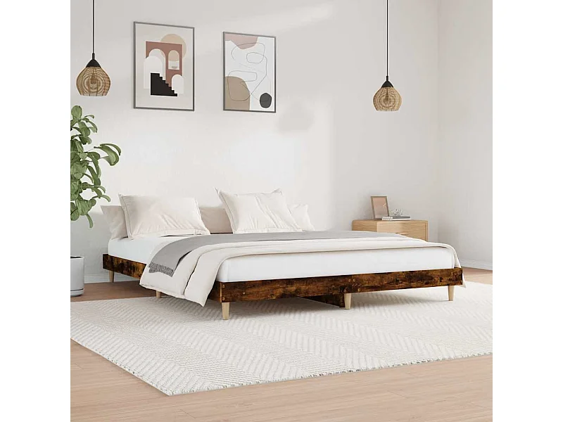 Lit simple | Lit adulte, enfant | Cadre de lit chêne fumé 120x200 cm bois ingénierie