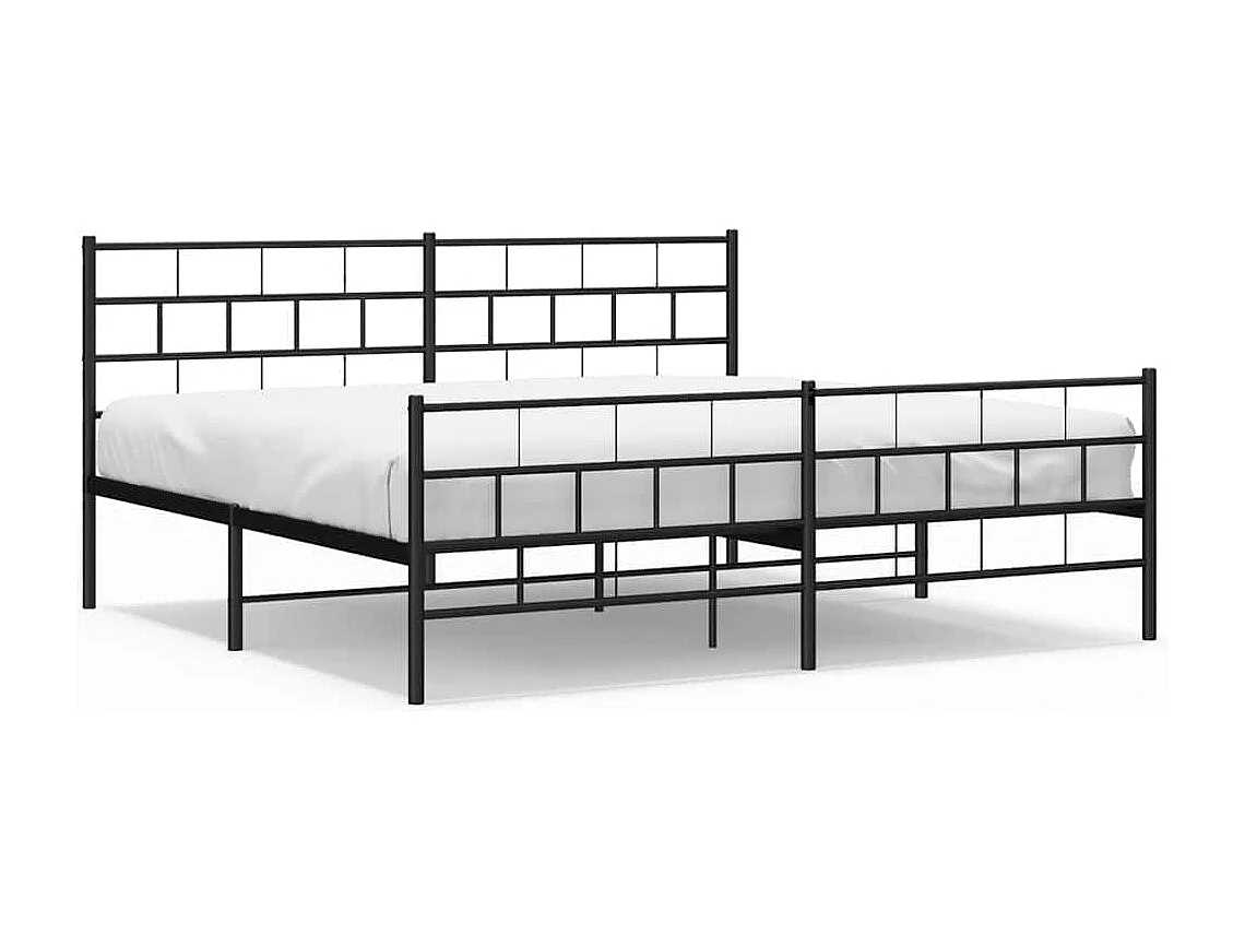 Lit double | Lit adulte | Cadre de lit métal avec pied de lit noir 183x213cm