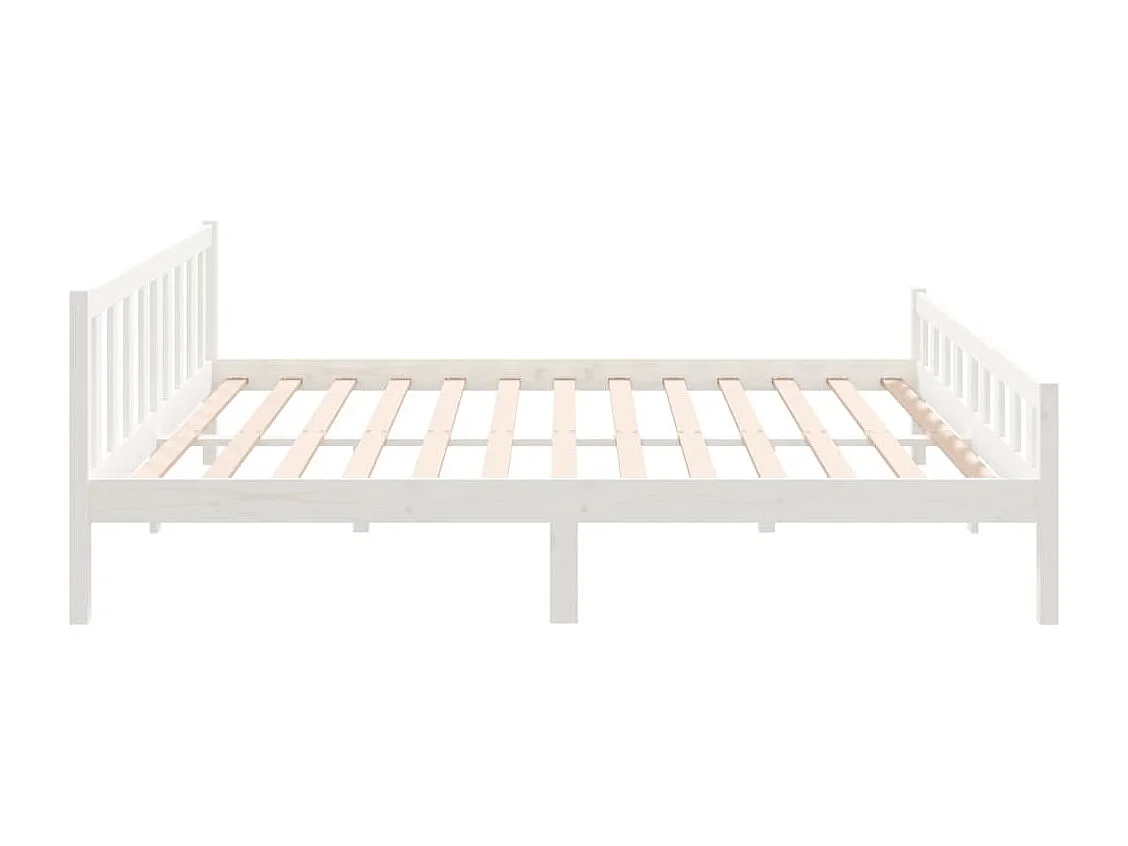 Lit double | Lit adulte | Cadre de lit blanc bois massif 160x200 cm