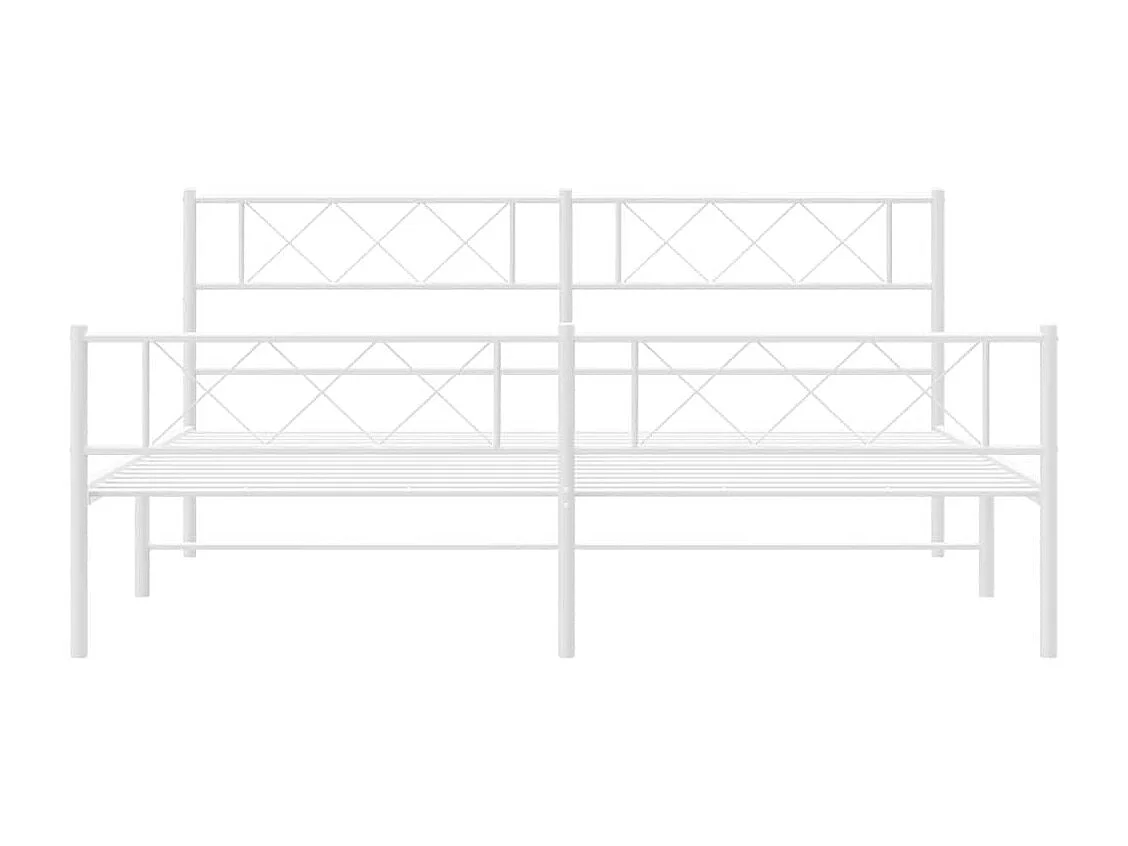 Lit double | Lit adulte | Cadre de lit métal et pied de lit blanc 183x213 cm