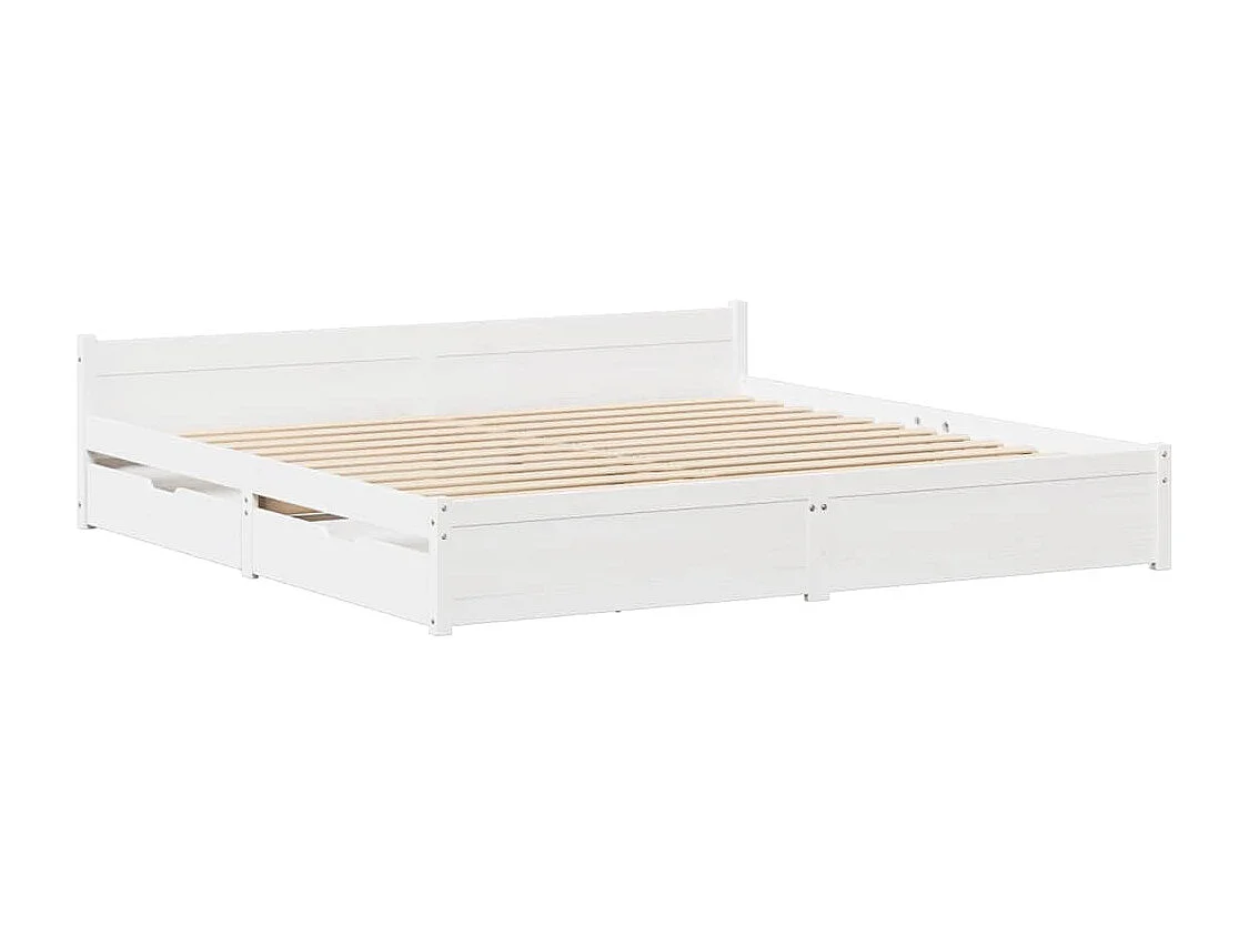 Lit double | Lit adulte | Cadre de lit blanc 140x190 cm bois de pin massif