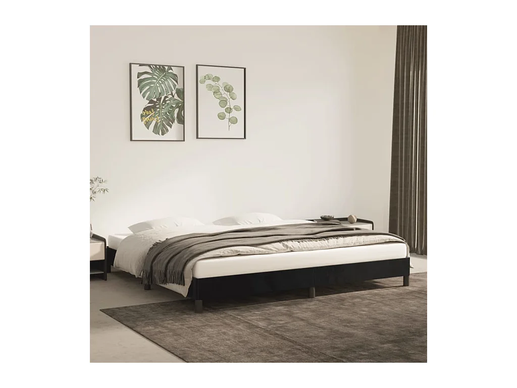 Lit double | Lit adulte | Cadre de lit noir 200x200 cm velours