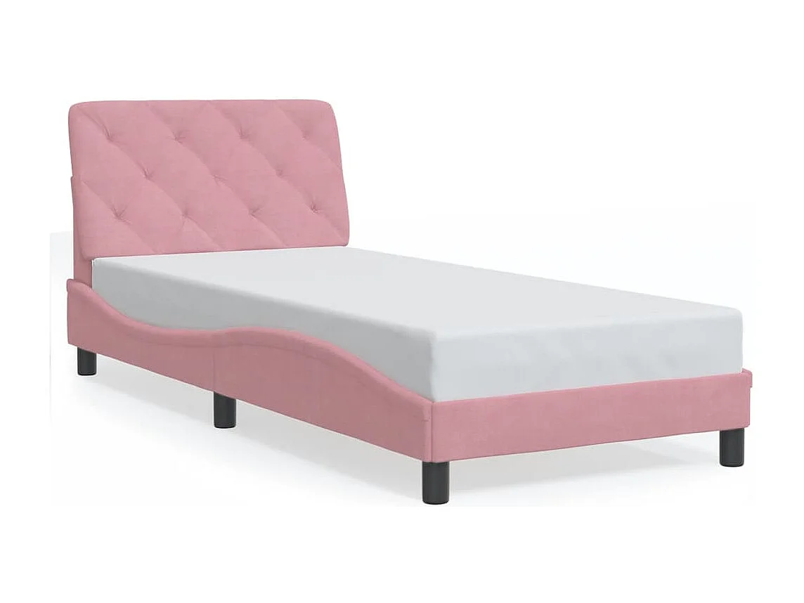 Lit simple | Lit adulte, enfant | Cadre de lit avec lumières LED rose 90x190 cm velours