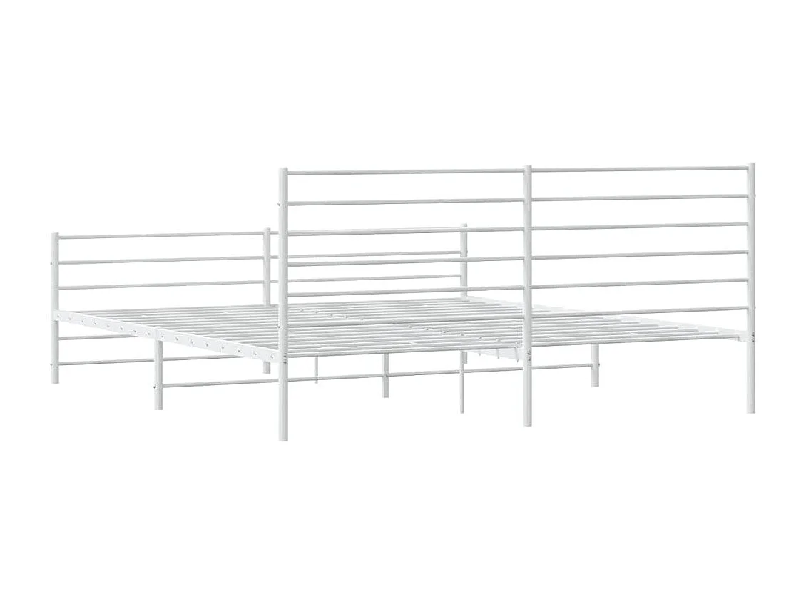 Lit double | Lit adulte | Cadre de lit métal et pied de lit blanc 200x200 cm