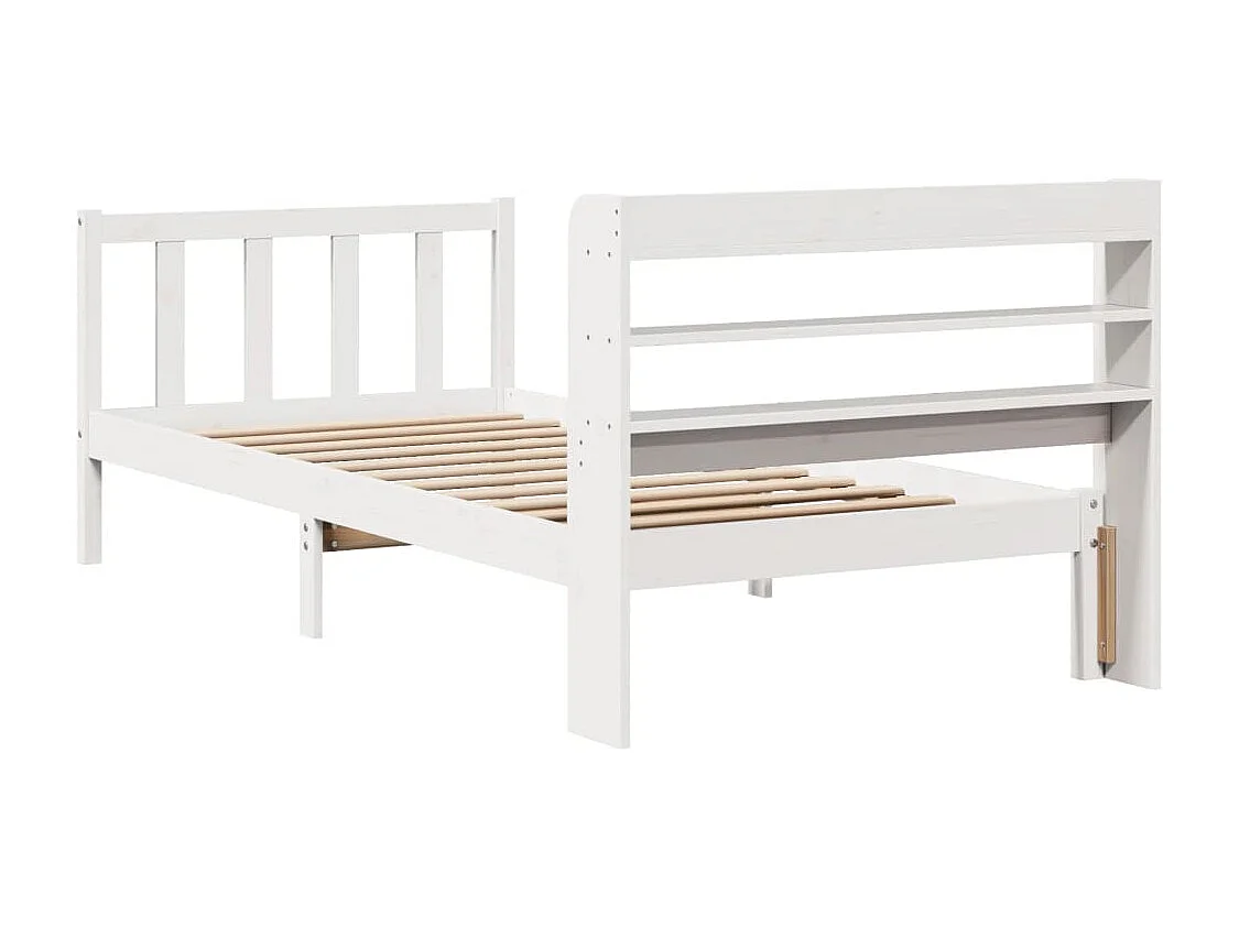 Lit simple | Lit adulte, enfant | Cadre de lit blanc 90x200 cm bois de pin massif