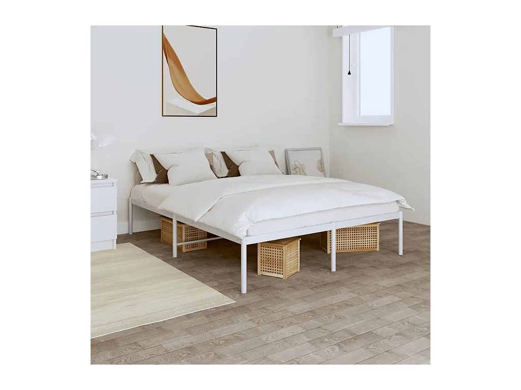 Lit double | Lit adulte | Cadre de lit métal blanc 140x190 cm