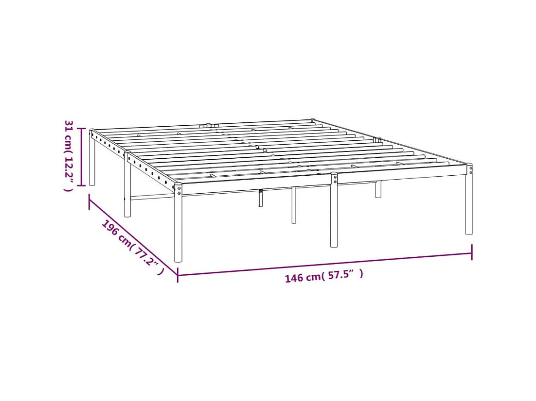 Lit double | Lit adulte | Cadre de lit métal blanc 140x190 cm