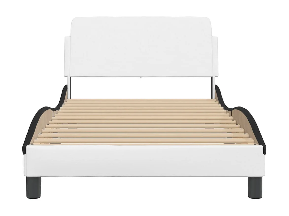 Lit simple | Lit adulte, enfant | Cadre de lit blanc et noir 100x200 cm similicuir