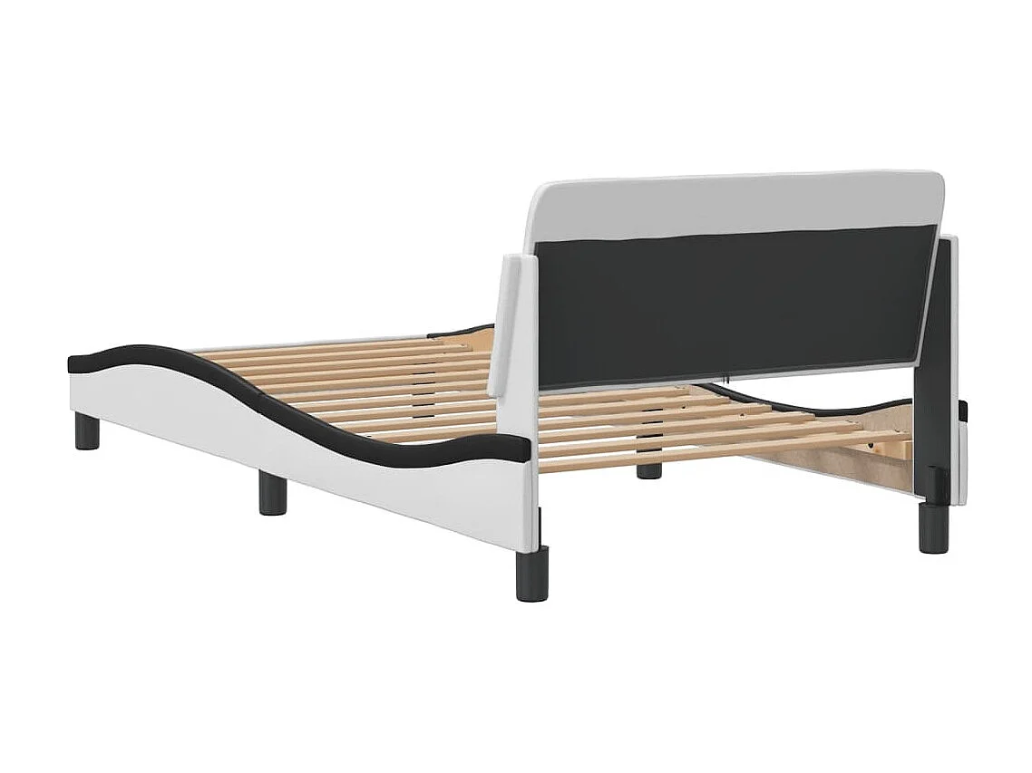Lit simple | Lit adulte, enfant | Cadre de lit blanc et noir 100x200 cm similicuir
