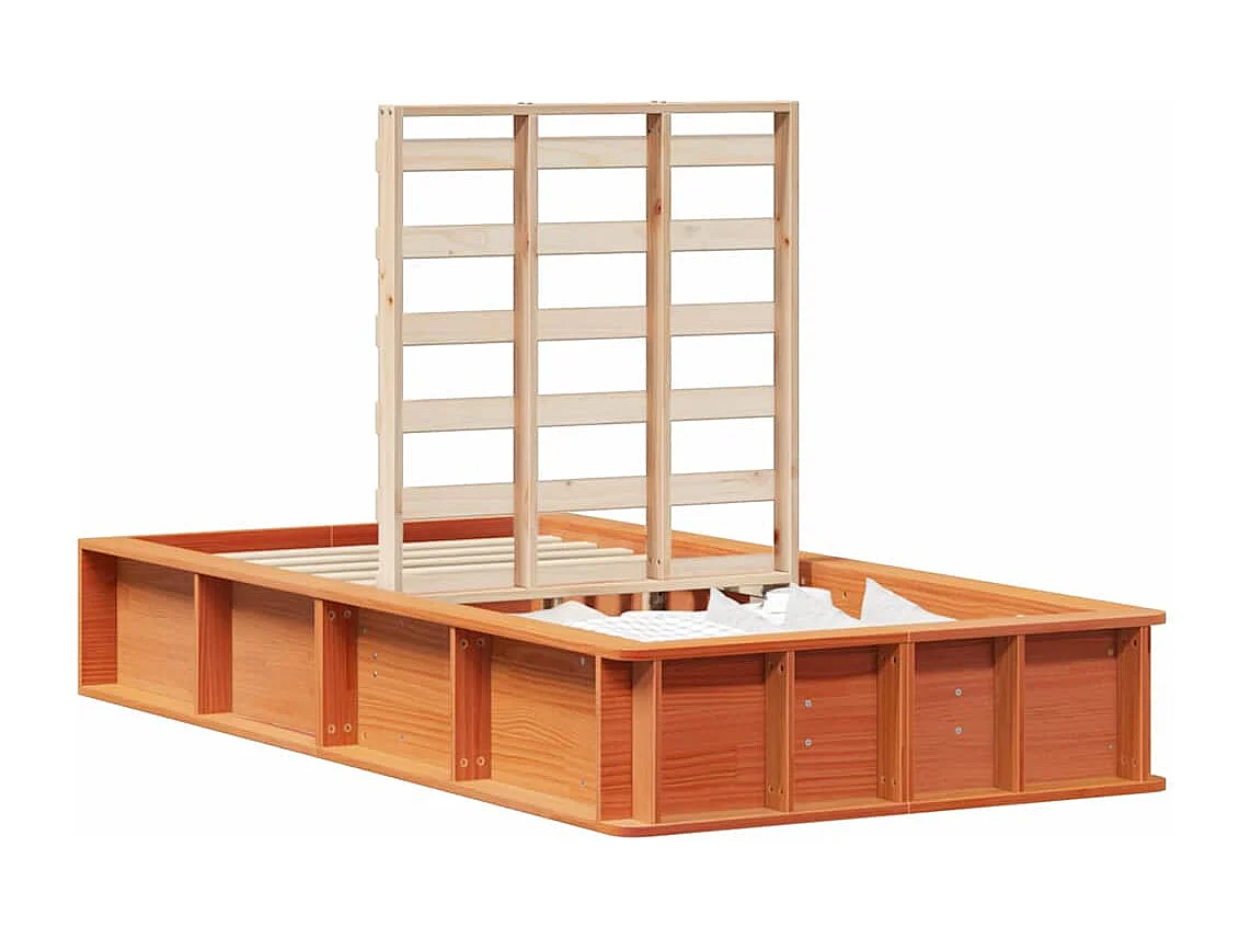 Lit simple | Lit adulte, enfant | Cadre de lit avec stockage Marron cire 80x200 cm bois