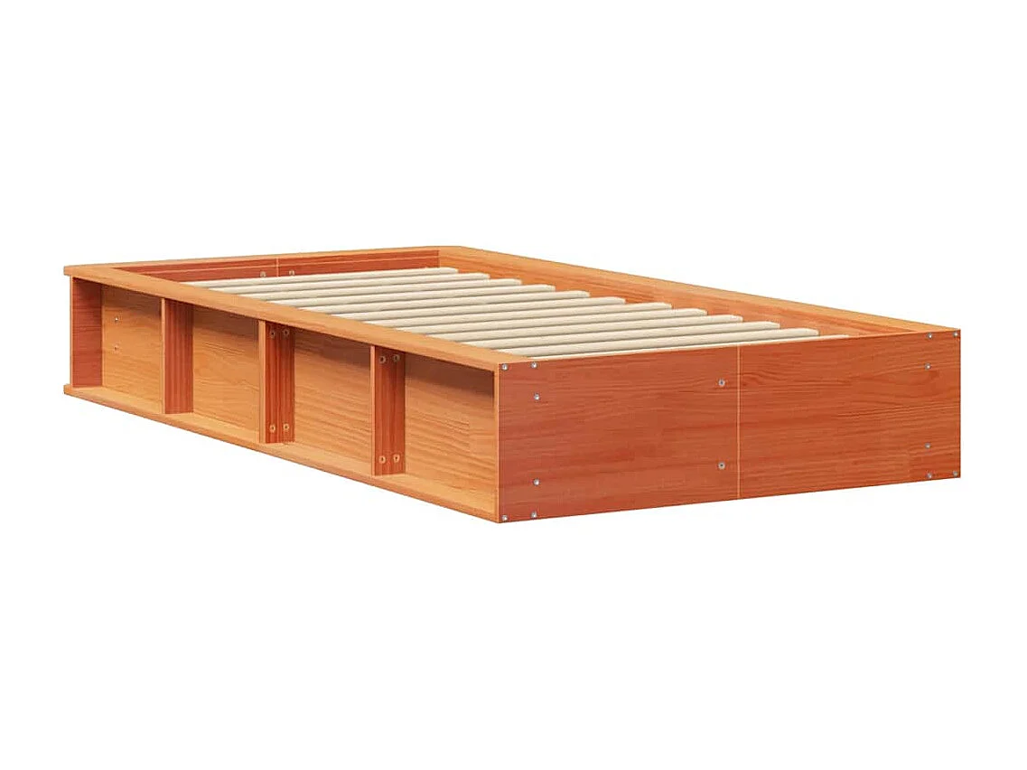 Lit simple | Lit adulte, enfant | Cadre de lit avec stockage Marron cire 80x200 cm bois