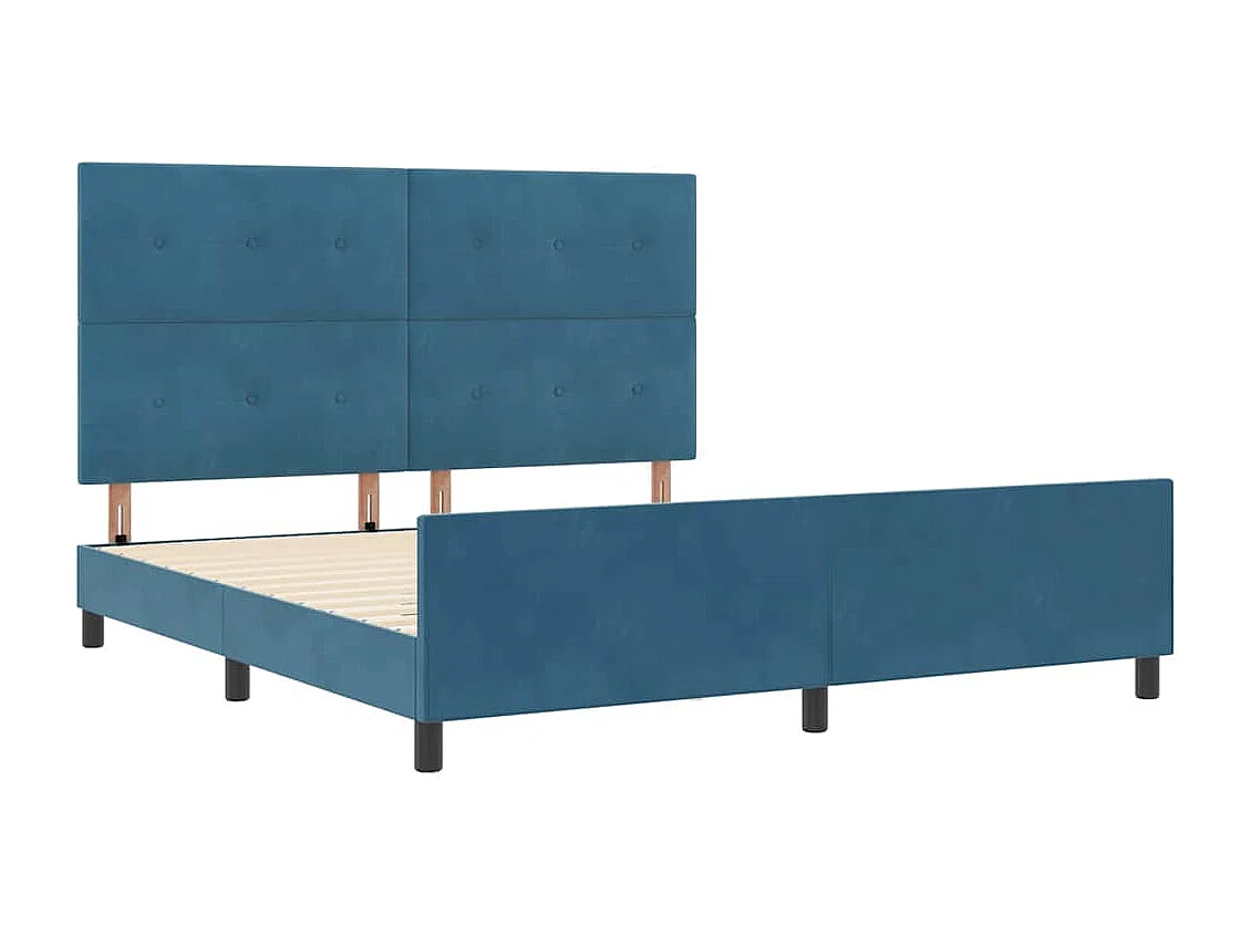 Lit double | Lit adulte | Cadre de lit avec tête de lit Bleu foncé 180x200 cm Velours