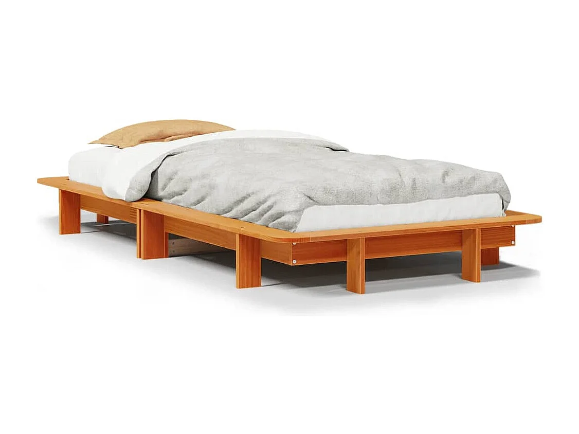 Letto singolo | Giroletto | Struttura del lettosenza Materasso Marrone Cera 90x190 cm in Legno di Pino