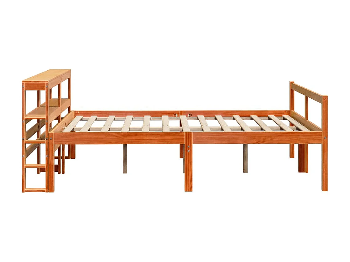 Bedframe | Tweepersoonsbed met hoofdbord massief grenenhout wasbruin 150x200 cm