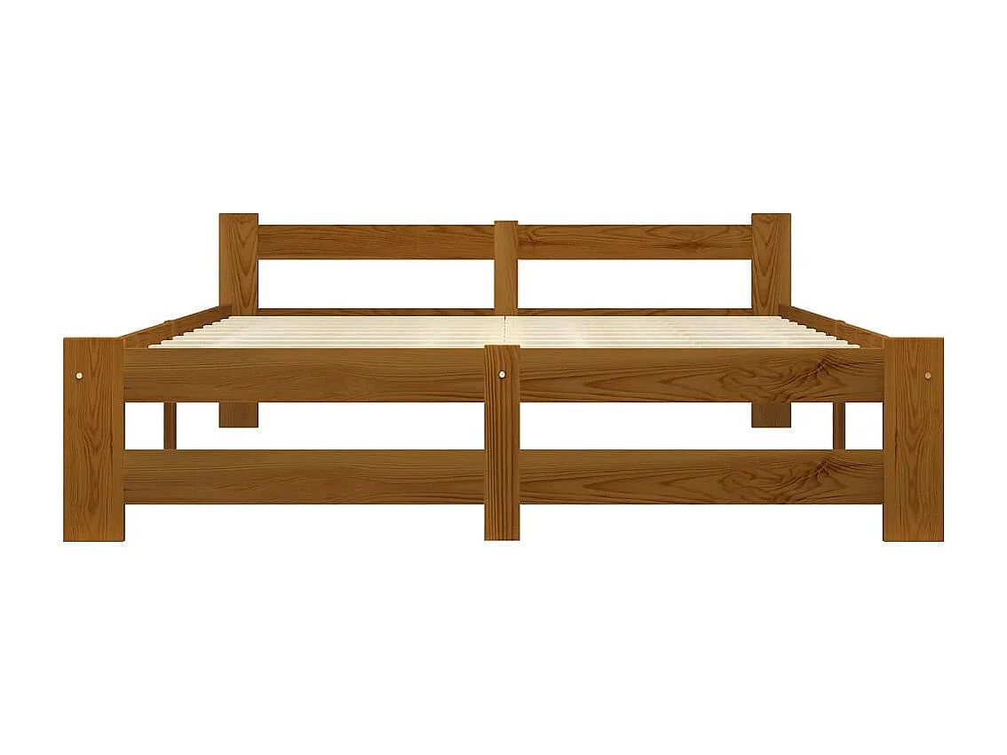 Lit double | Lit adulte | Cadre de lit marron miel pin massif 160x200 cm