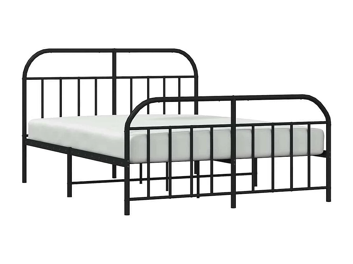 Lit double | Lit adulte | Cadre de lit métal avec pied de lit noir 135x190cm