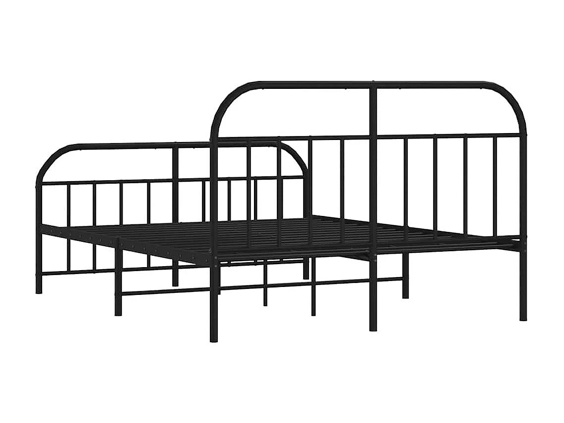 Lit double | Lit adulte | Cadre de lit métal avec pied de lit noir 135x190cm