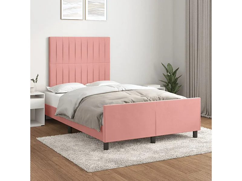 Lit simple | Lit adulte, enfant | Cadre de lit rose 120x200 cm velours