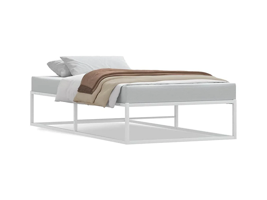 Letto per adulti | Letto singolo | Giroletto senza Materasso Bianco 100x200 cm in Metallo