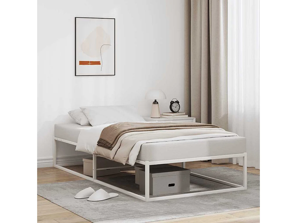 Letto per adulti | Letto singolo | Giroletto senza Materasso Bianco 100x200 cm in Metallo