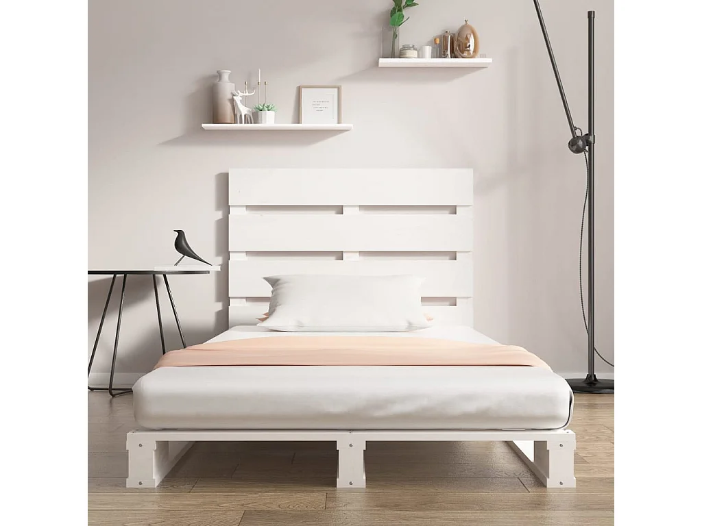 Letto per adulti | Letto singolo | Giroletto senza Materasso Bianco 90x200 cm Legno Massello Pino