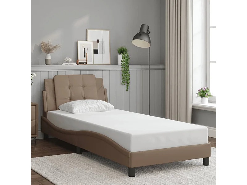 Lit simple | Lit adulte, enfant | Cadre de lit cappuccino 90x190 cm similicuir