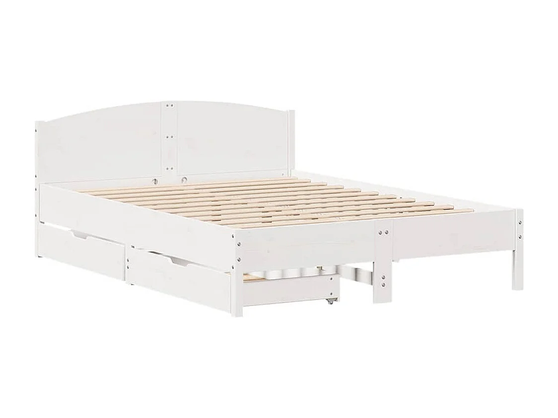 Lit double | Lit adulte | Cadre de lit blanc 140x190 cm bois de pin massif