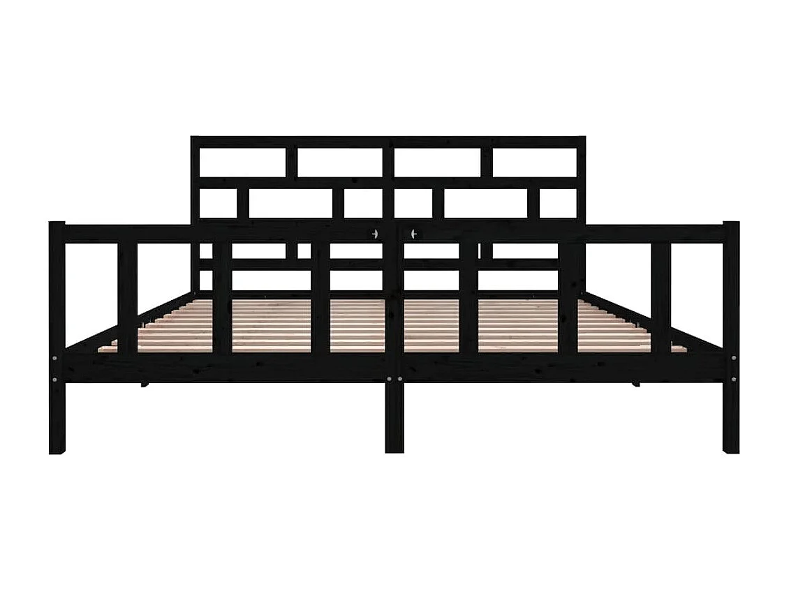 Lit double | Lit adulte | Cadre de lit noir bois massif 200x200 cm