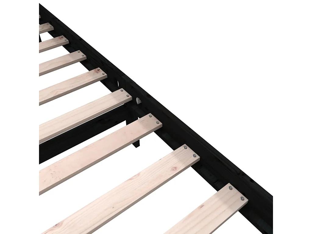 Lit double | Lit adulte | Cadre de lit noir bois massif 200x200 cm