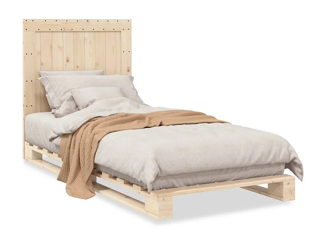 Lit simple | Lit adulte, enfant | Cadre de lit avec tête de lit 90x200cm bois massif