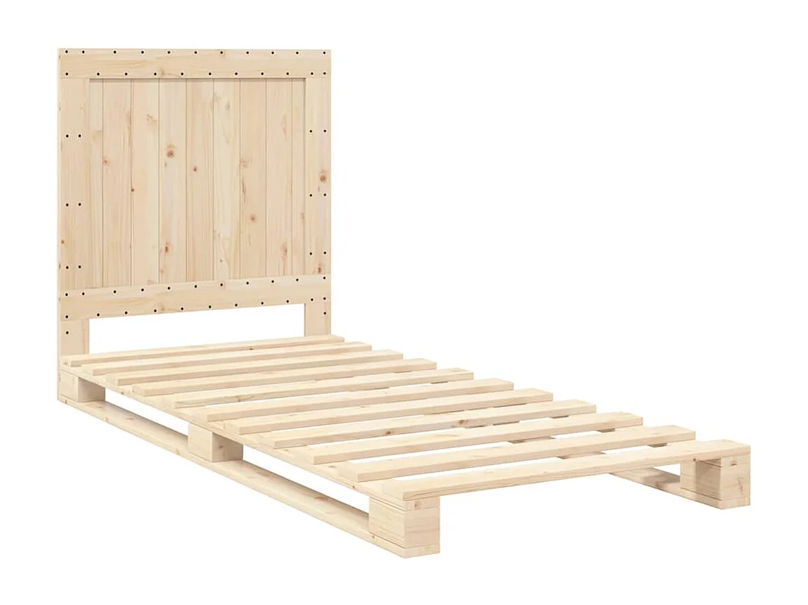 Lit simple | Lit adulte, enfant | Cadre de lit avec tête de lit 90x200cm bois massif