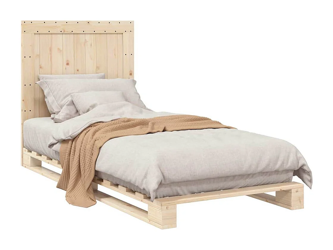 Lit simple | Lit adulte, enfant | Cadre de lit avec tête de lit 90x200cm bois massif