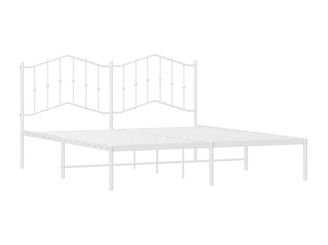 Lit double | Lit adulte | Cadre de lit métal et tête de lit blanc 183x213 cm