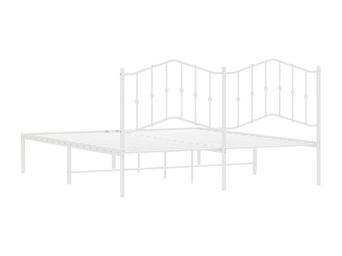 Lit double | Lit adulte | Cadre de lit métal et tête de lit blanc 183x213 cm