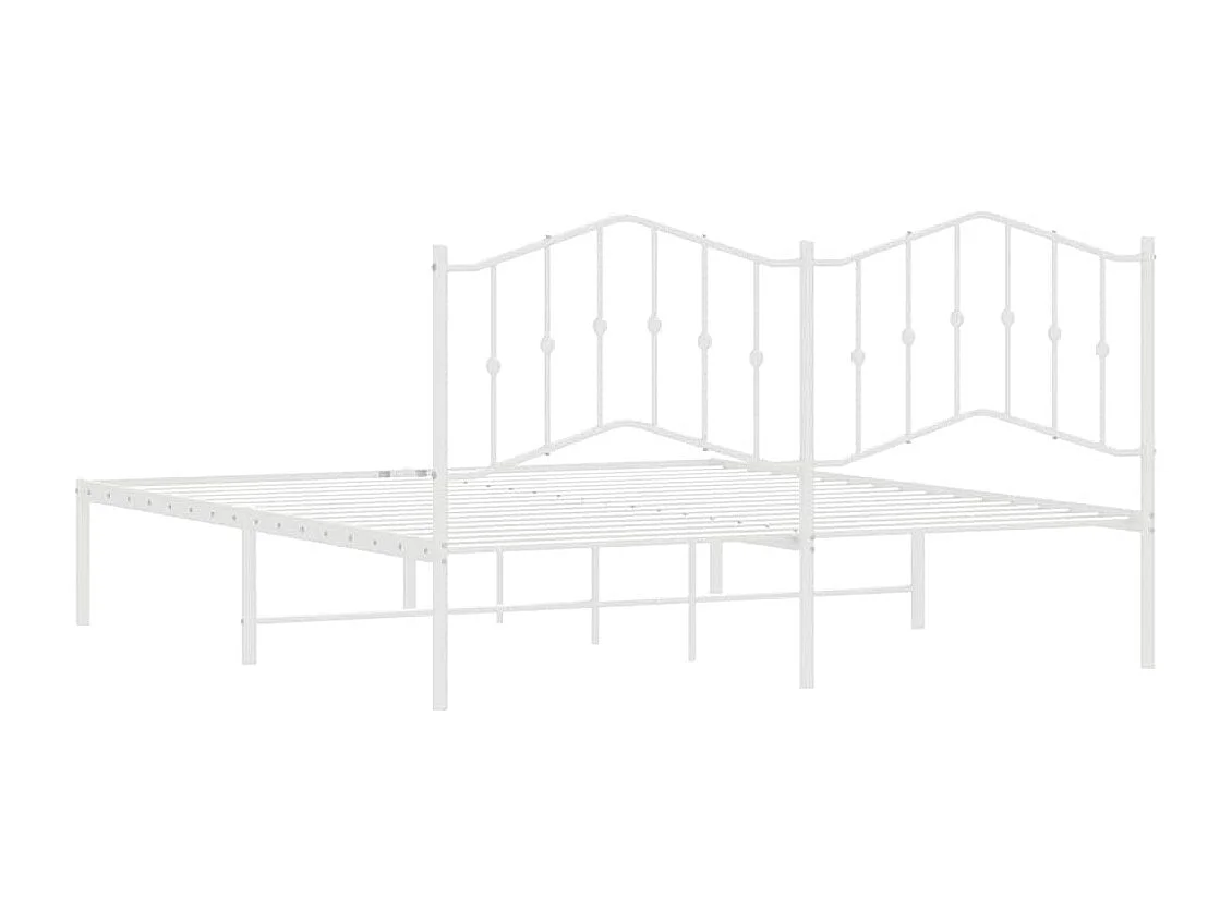 Lit double | Lit adulte | Cadre de lit métal et tête de lit blanc 183x213 cm