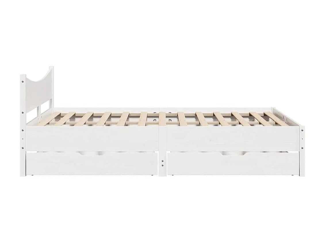 Lit simple | Lit adulte, enfant | Cadre de lit avec tiroirs blanc 120x190 cm bois pin massif