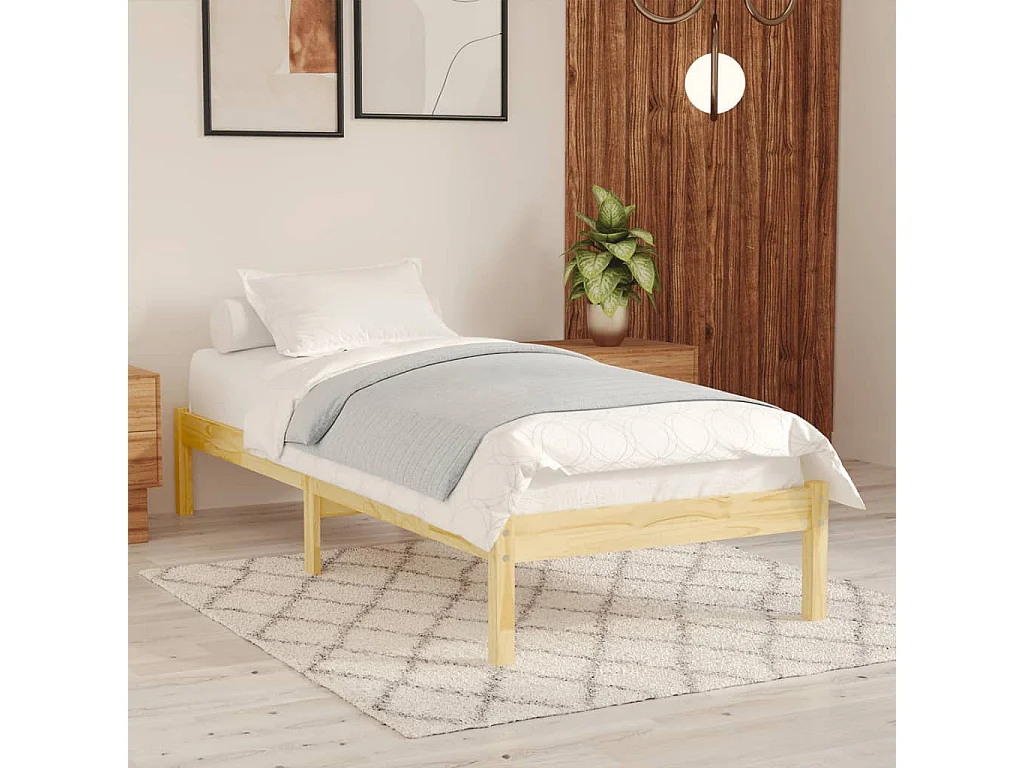 Lit simple | Lit adulte, enfant | Cadre de lit bois massif 100x200 cm
