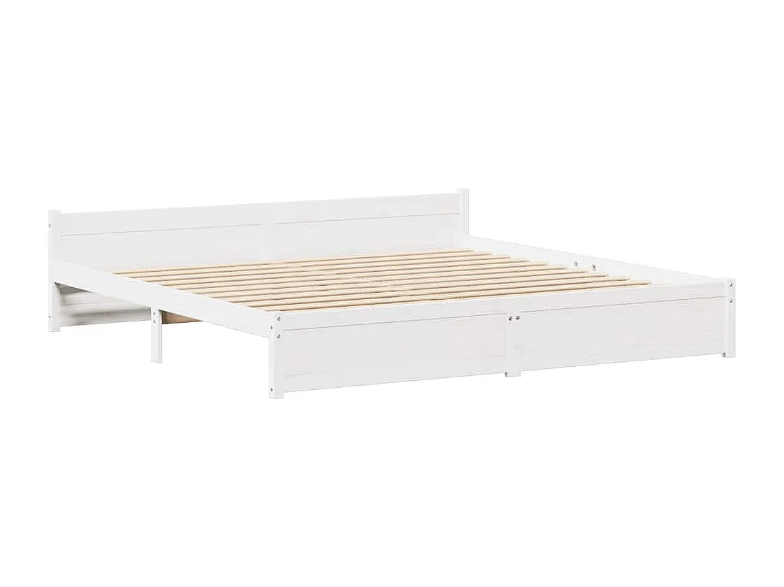 Lit double | Lit adulte | Cadre de lit blanc 200x200 cm bois massif de pin