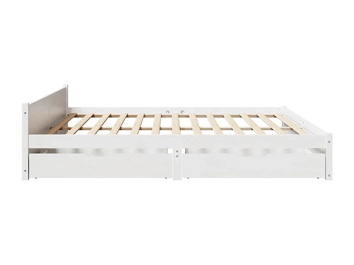 Lit double | Lit adulte | Cadre de lit blanc 200x200 cm bois massif de pin