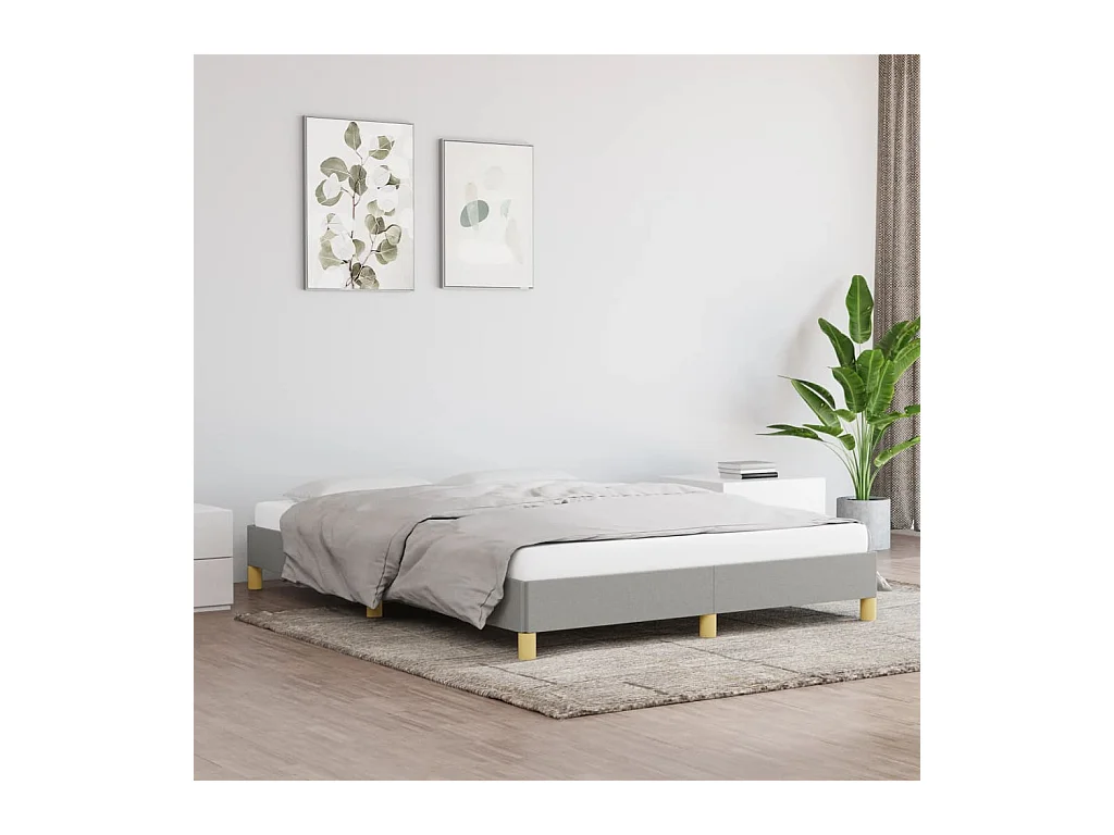 Lit double | Lit adulte | Cadre de lit gris clair 140x190 cm tissu