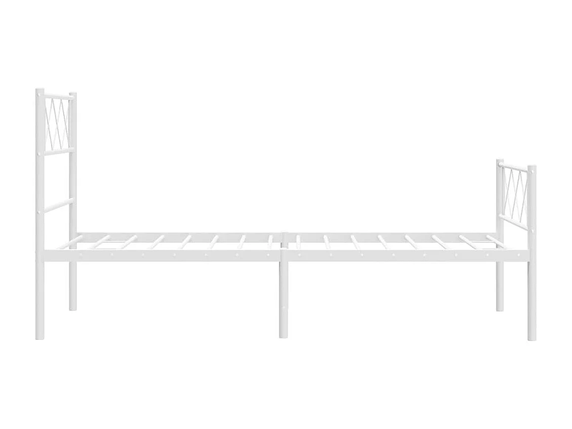 Lit simple | Lit adulte, enfant | Cadre de lit métal avec pied de lit blanc 80x200cm