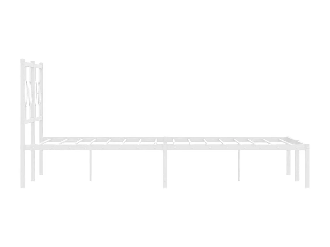Lit double | Lit adulte | Cadre de lit métal et tête de lit blanc 135x190 cm